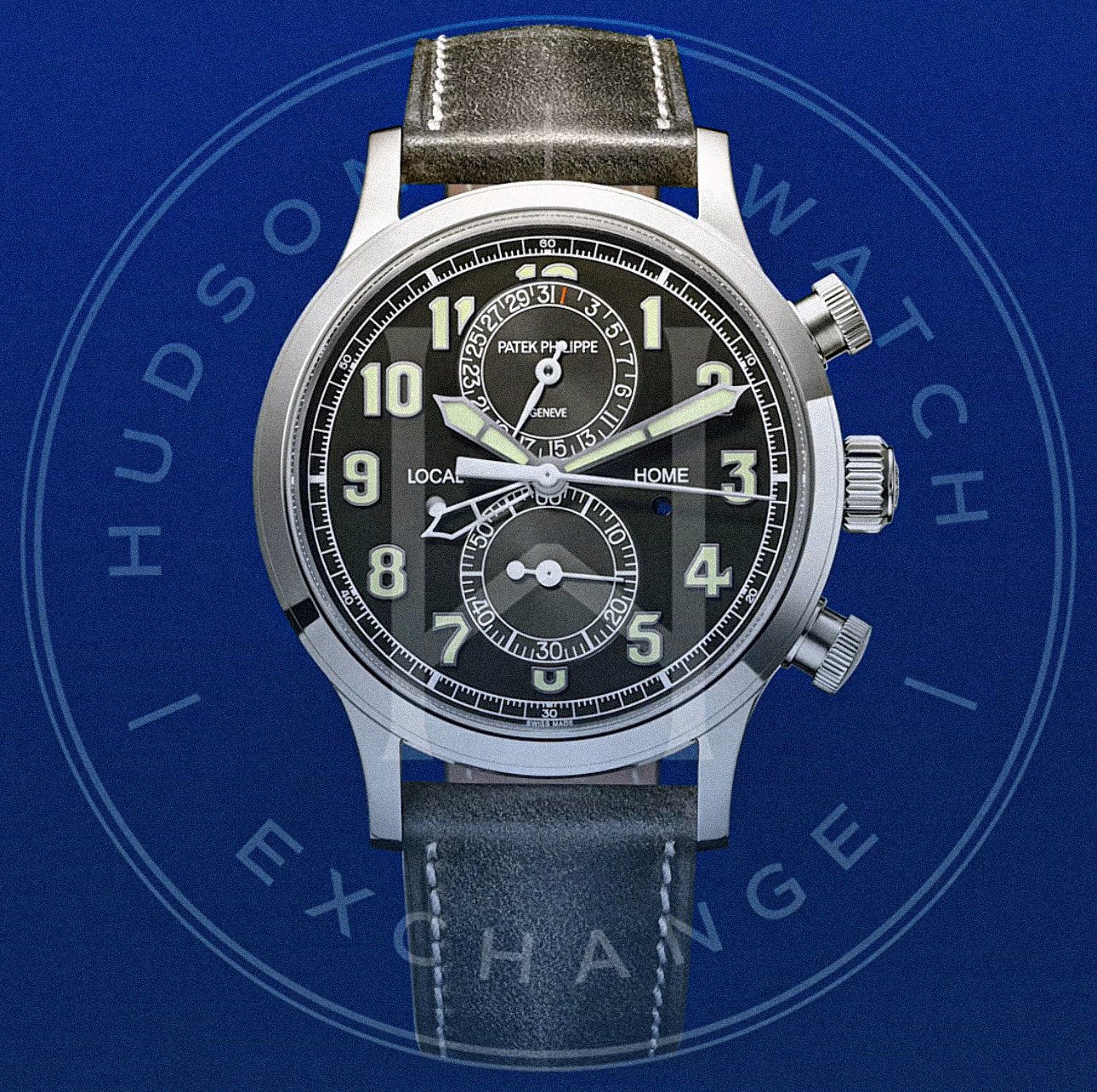 5924G-010 CALATRAVA PILOT TRAVEL TIME. FLYBACK CHRONOGRAPH. White gold