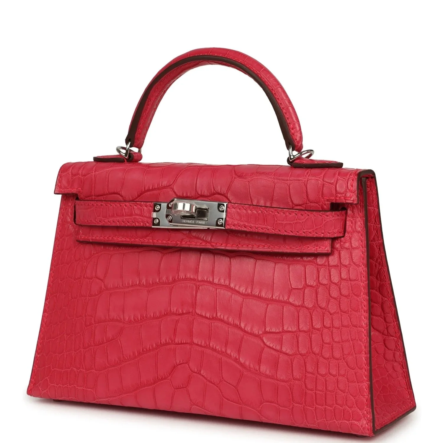 Hermès Kelly Sellier 20 Rose Extreme Matte Alligator Palladium