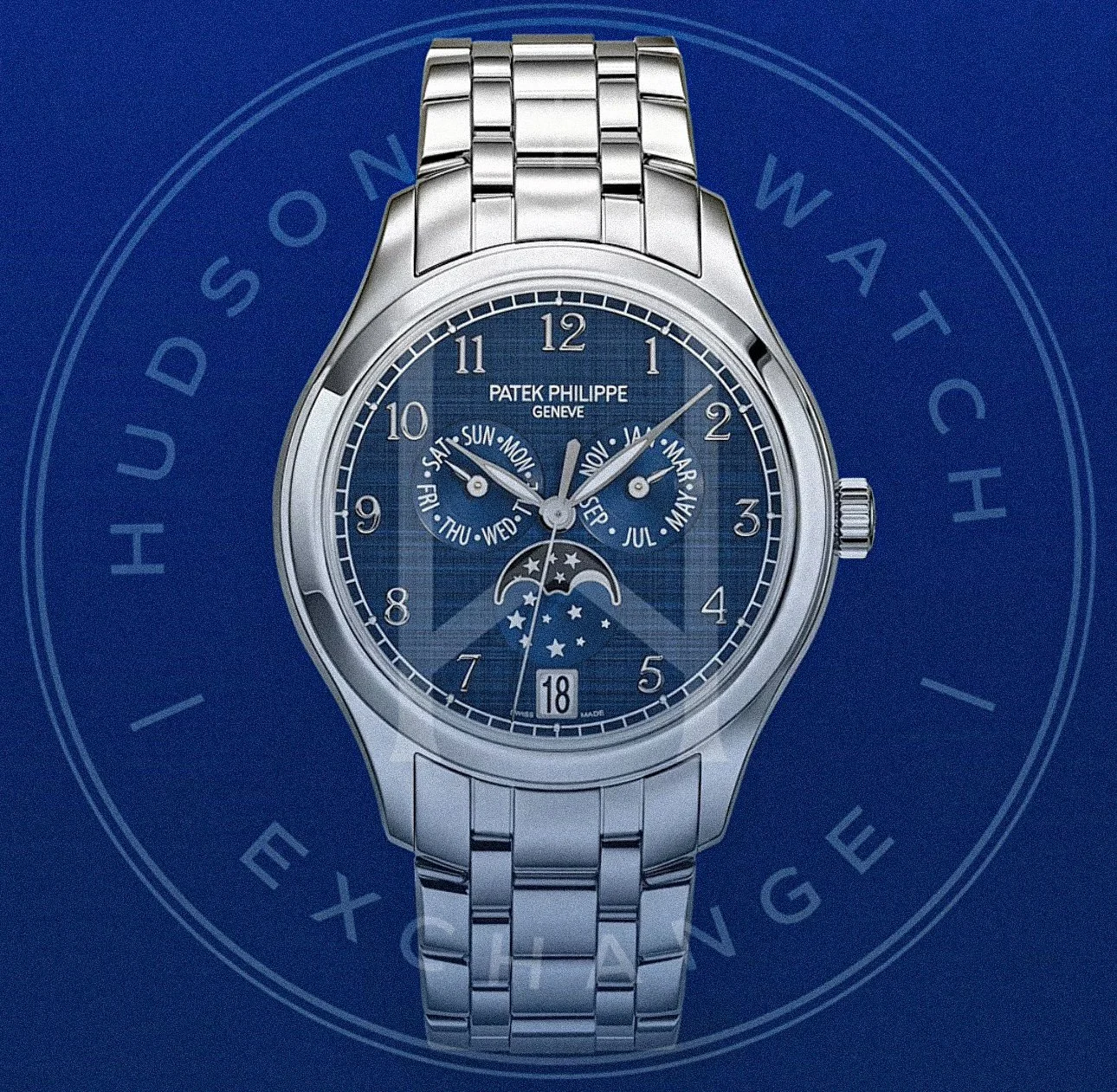 4947/1A-001 ANNUAL CALENDAR. MOON PHASES. Steel