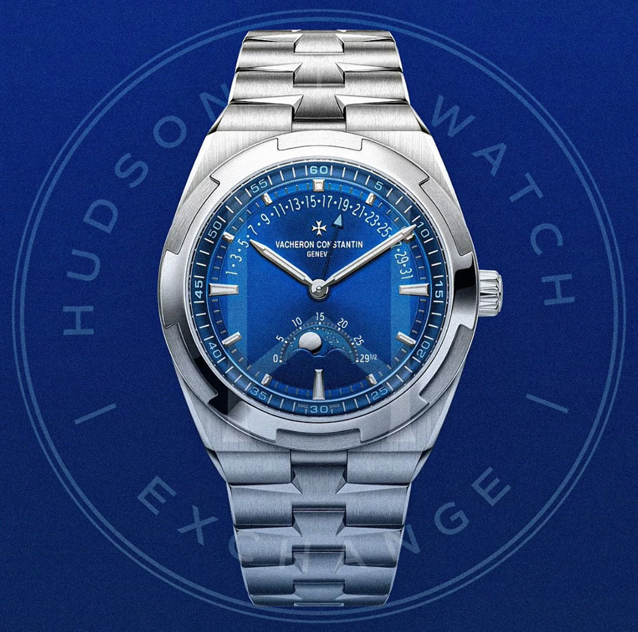 OVERSEAS Moon Phase Retrograde Date 4000V/210A-B911 41 MM STEEL