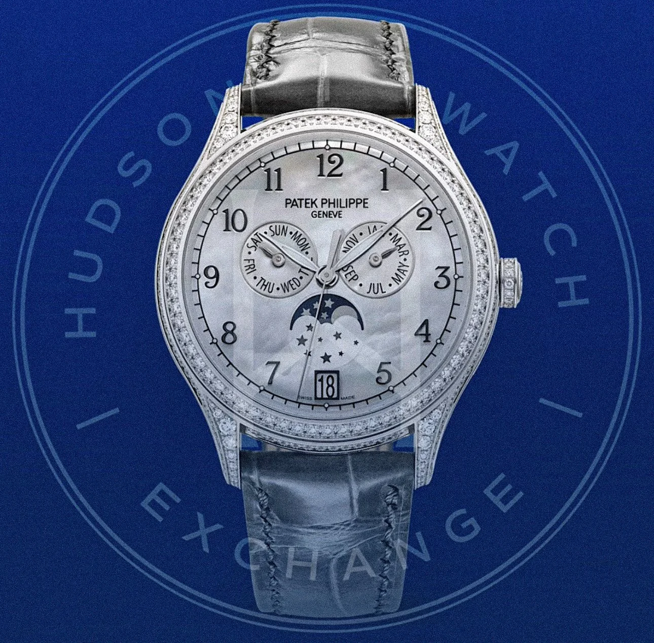 4948G-010 ANNUAL CALENDAR. MOON PHASES. JOAILLERIE. White gold