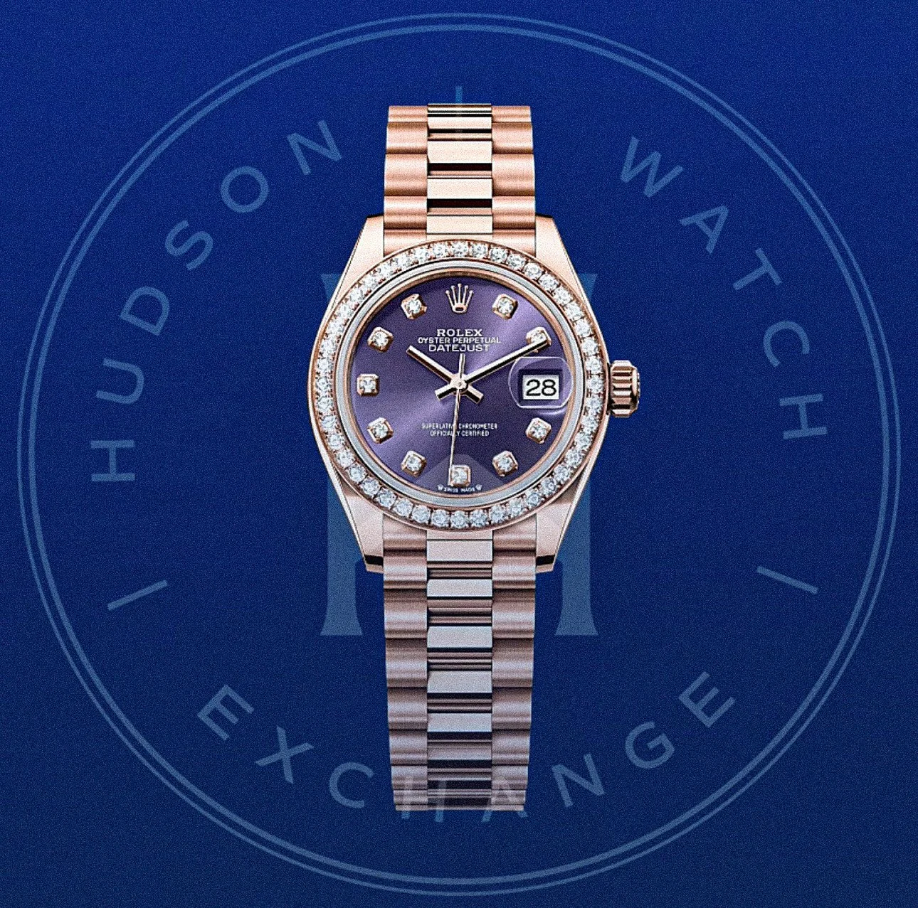 Lady-Datejust  Oyster, 28 mm, Everose gold and diamonds Reference 279135RBR
