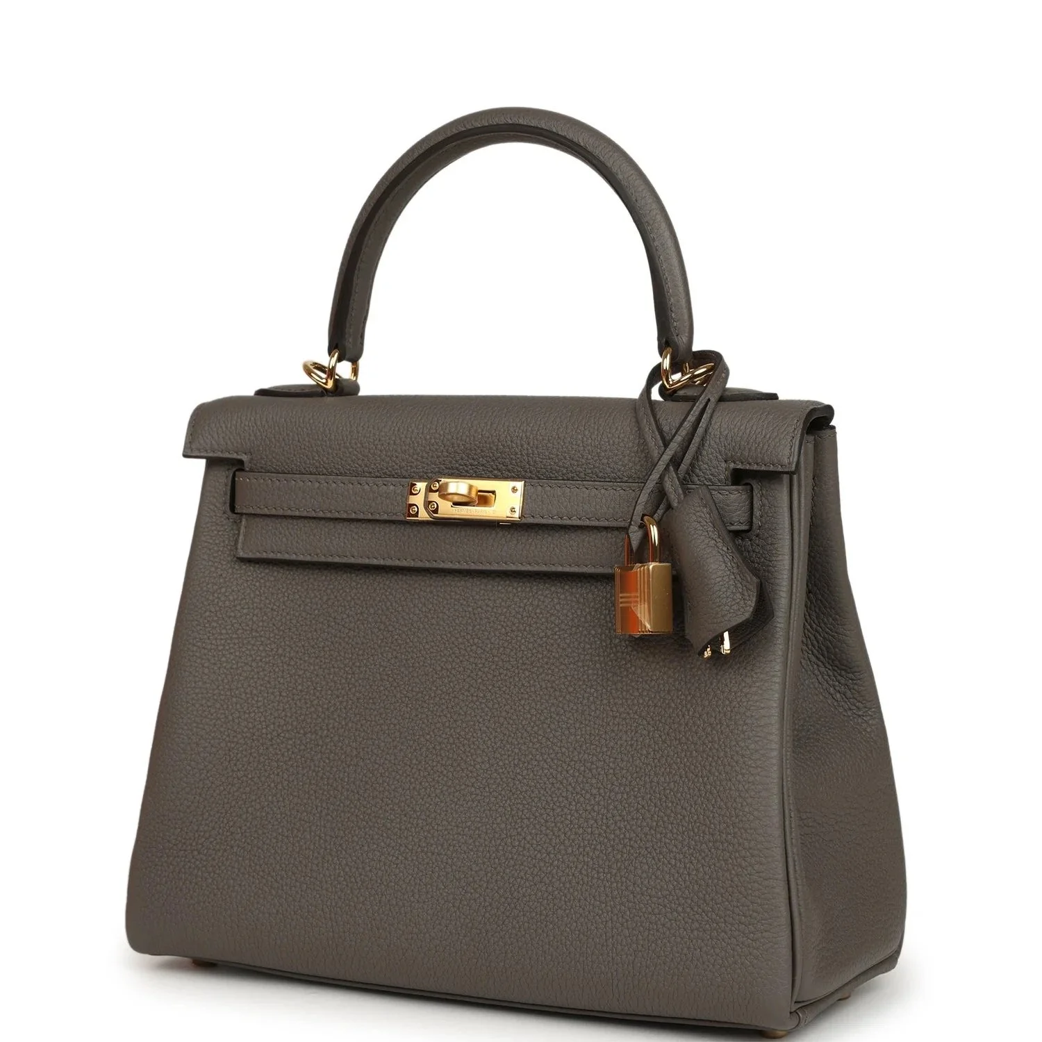 Hermès Kelly Retourne 25 Etain Togo Gold