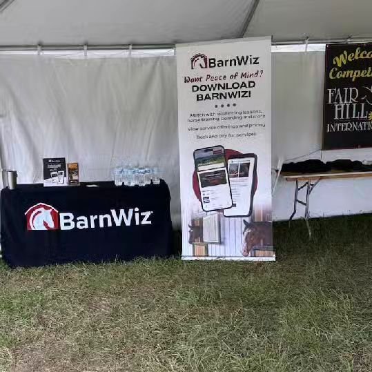 Today we are located in the @fairhillint registration tent! It was very windy outside and bent our tent. Many thanks to @triplecrownfeed for offering us their space!  Stop by for demos and swag, and grab a bottle of water.