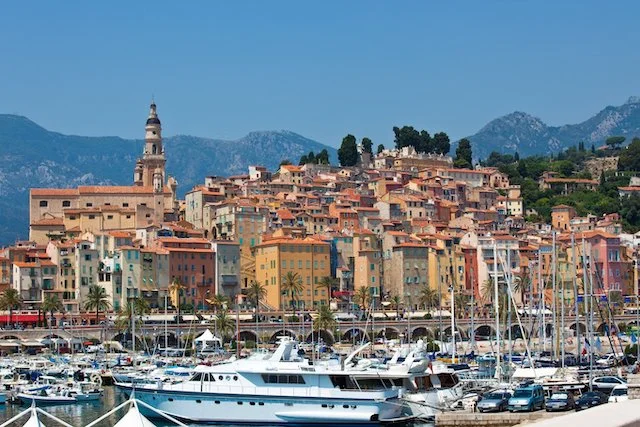 beautiful Menton French Riviera view with yachts