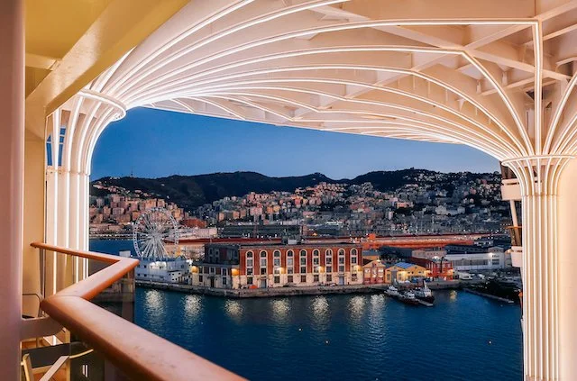 panoramic view of the port of Genoa italy mediterranean