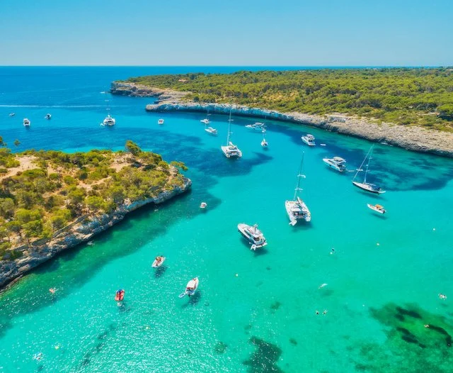 yachts in a beautiful Cala in ibiza