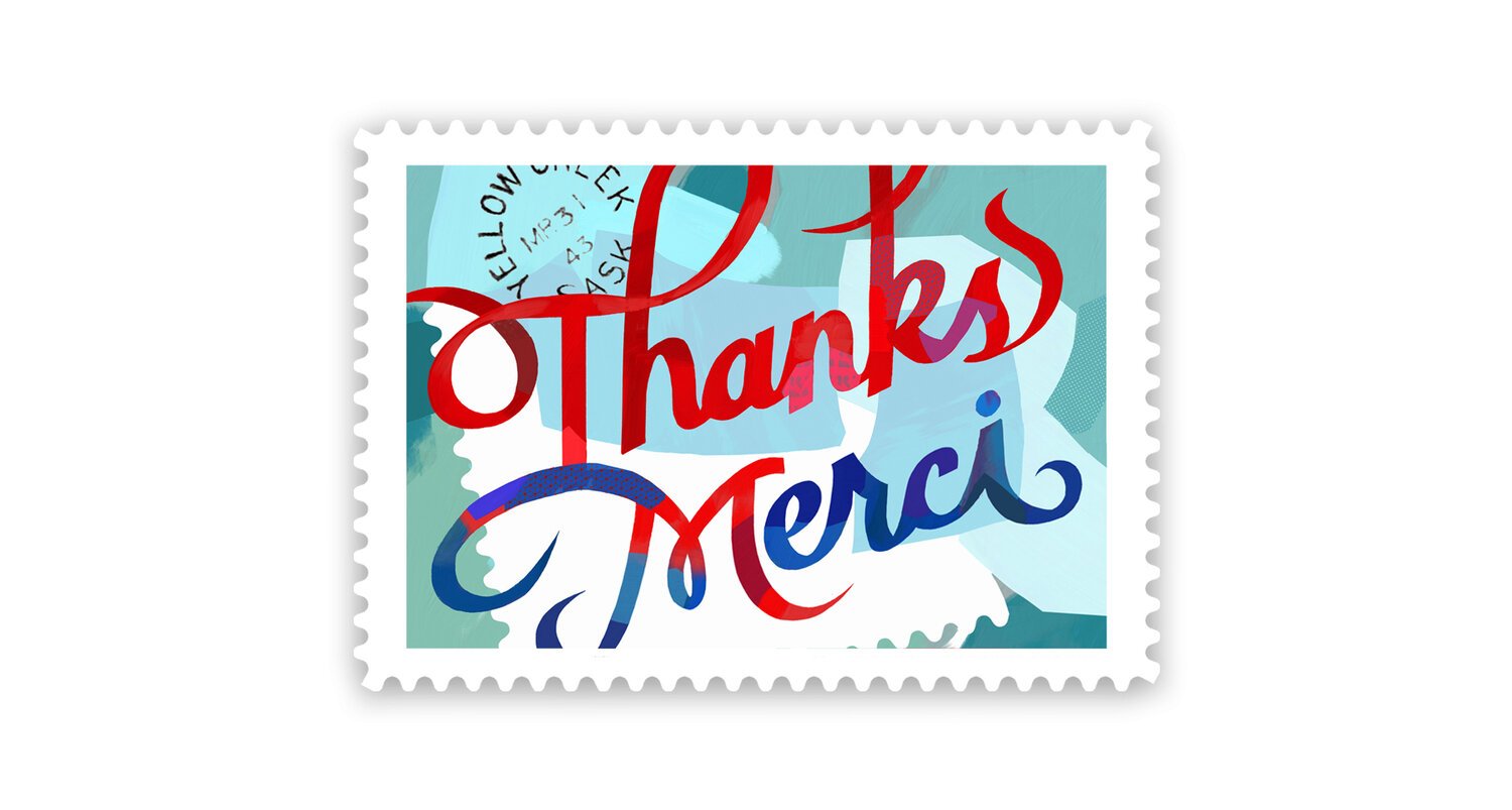 Hand-lettering postage stamp design. By Darren Booth. 