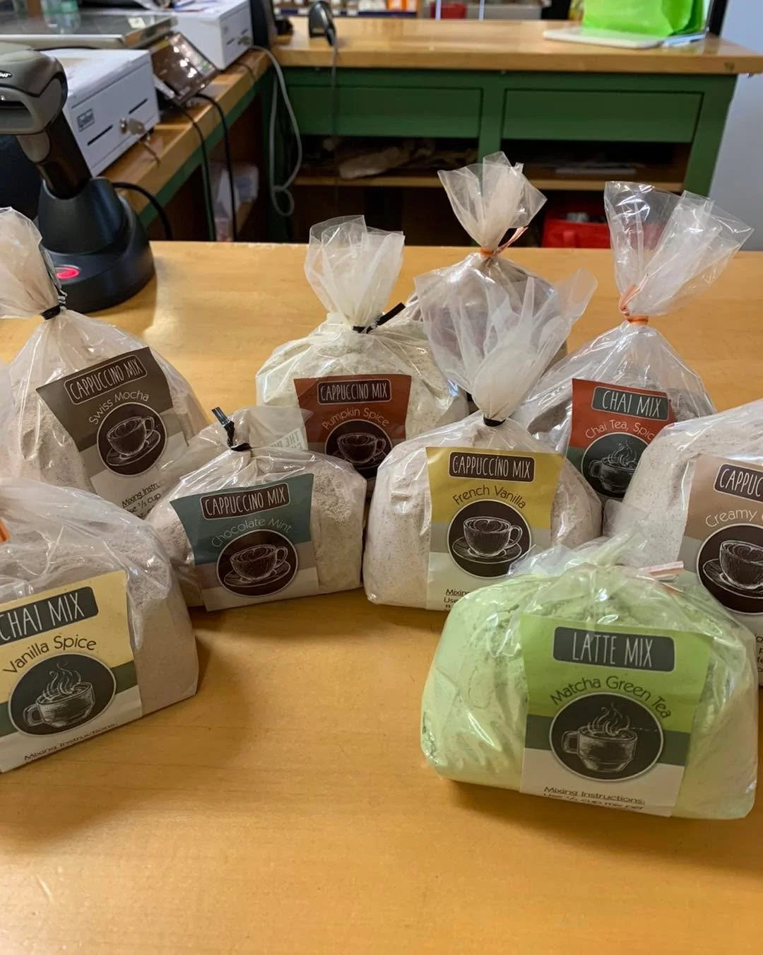 Our happy little family of drink mixes are gearing up for another cold winter.  Come get your flavor of choice to fight the chill!