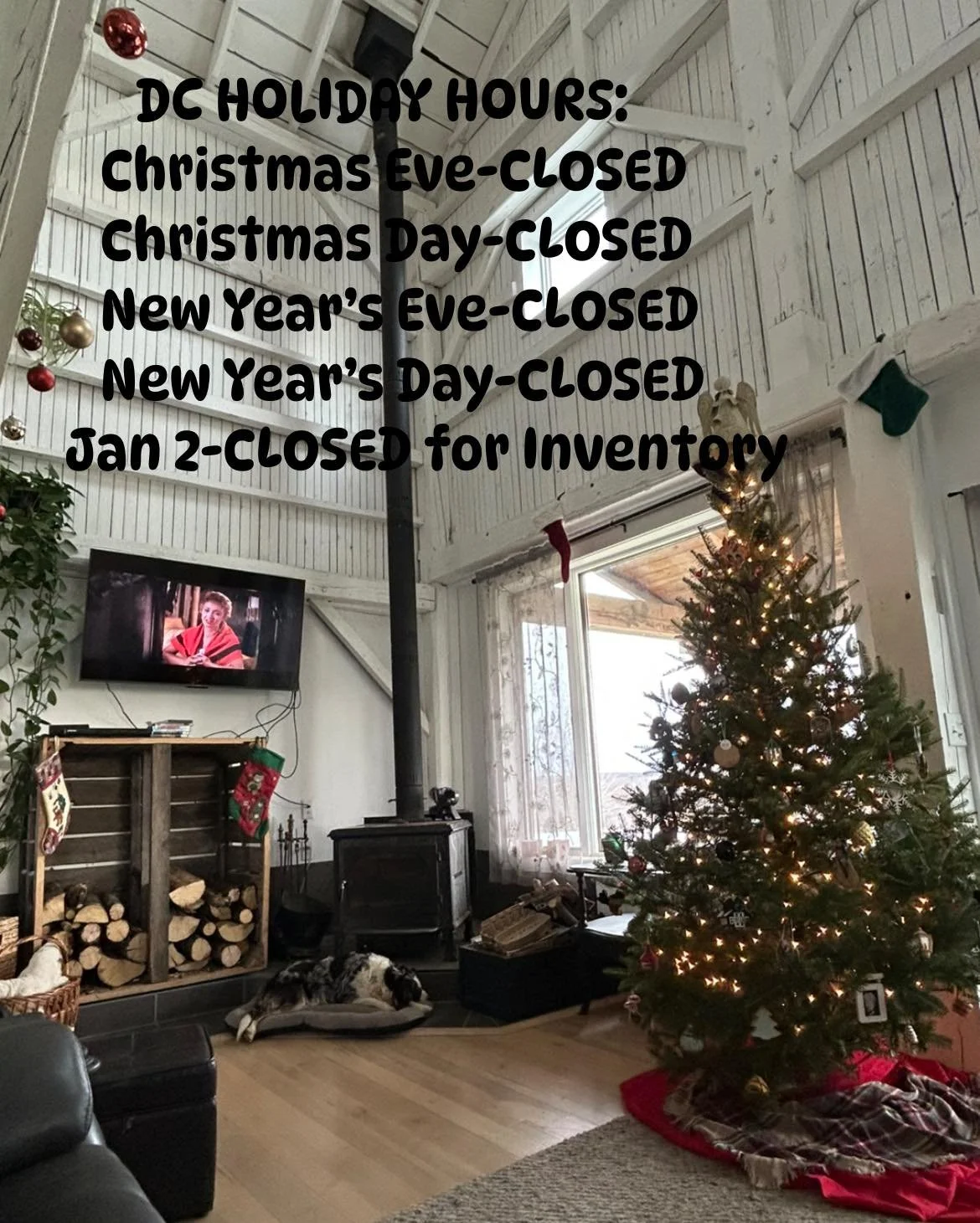 Please note our holiday hours, including Jan. 2 for inventory, and plan accordingly. 
Enjoy time with your loved ones!! #holidayseason #resttime❤️