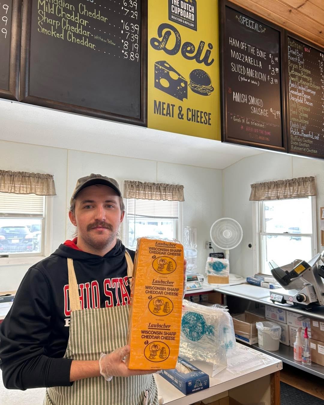 Bruce, usually seen in the deli, has, fittingly chosen the yellow sharp cheddar as his Friday Favorite Dutch Cupboard item. 🧀
#betterwithchedder