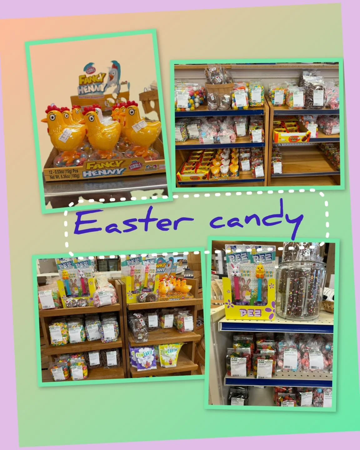 Easter candy is stocked at The Dutch Cupboard!! stop in soon for the best selection!!!