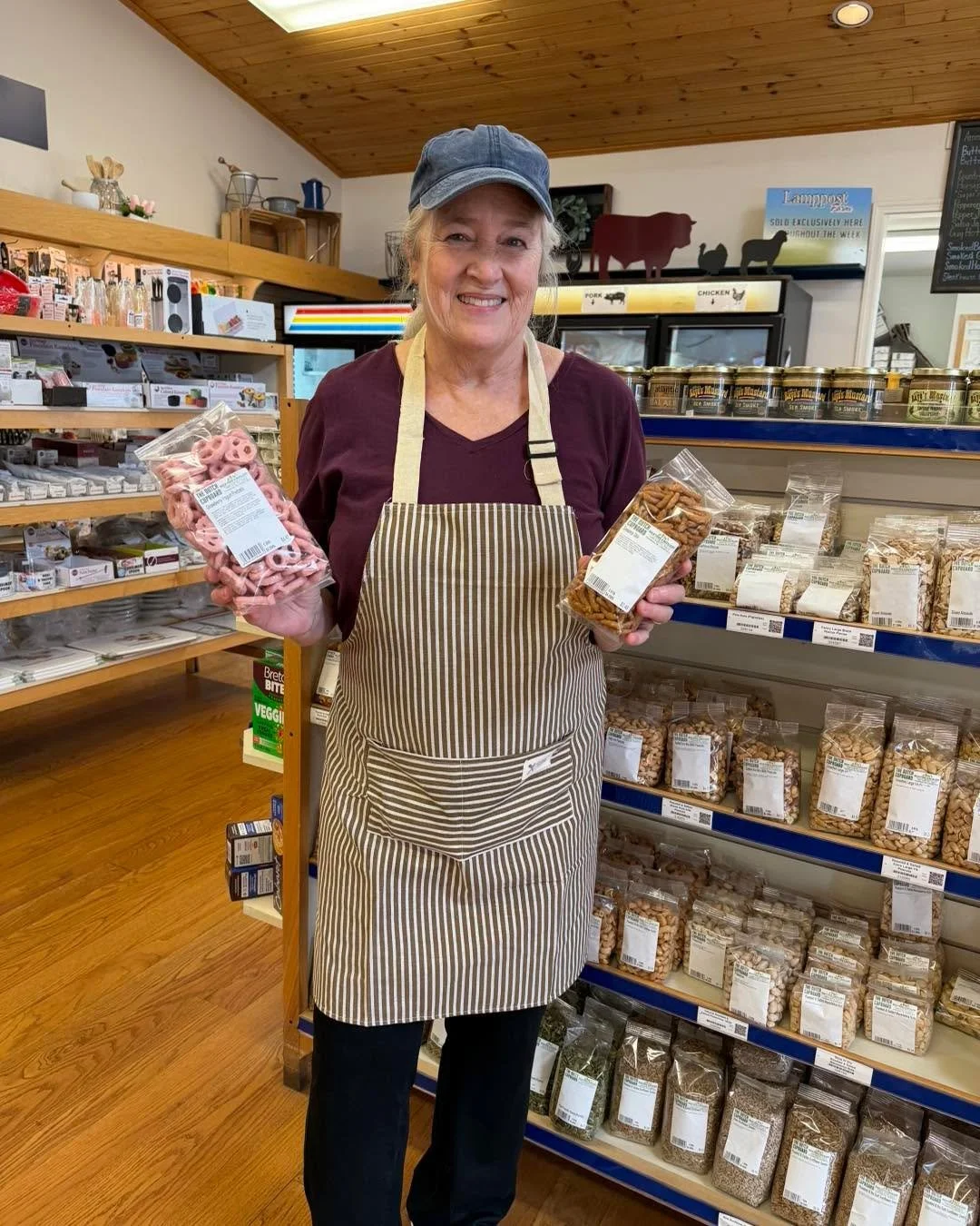 Today&rsquo;s Friday Favorite is Margaret, displaying her favorite sesame stix and strawberry coated pretzels.