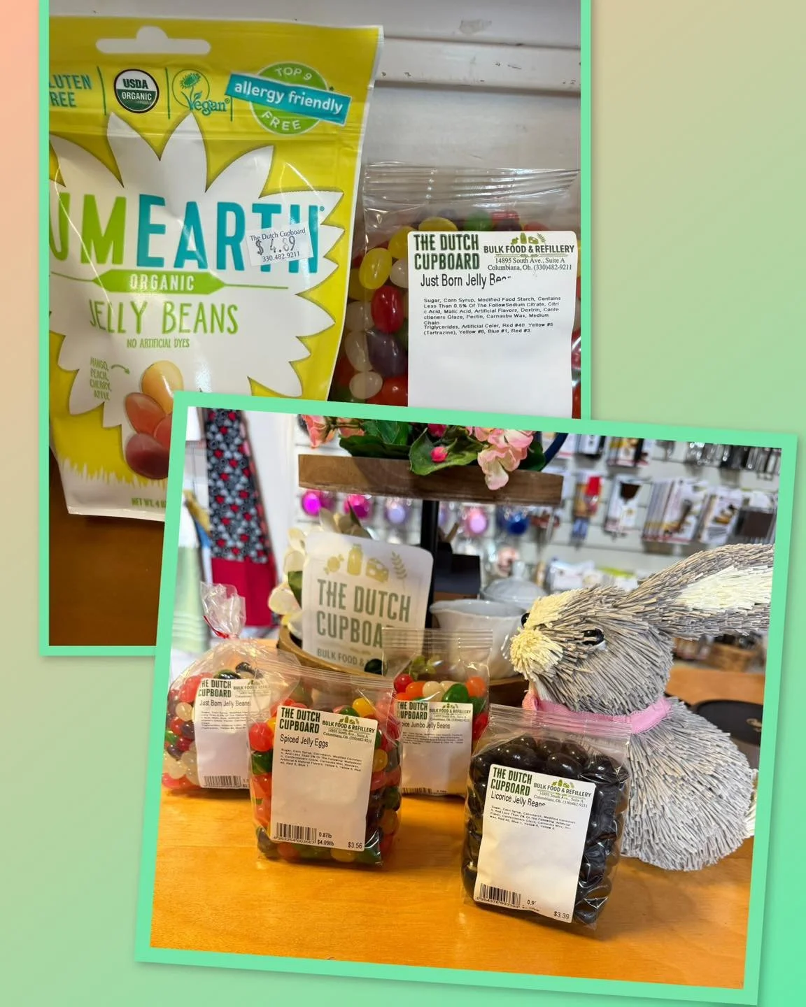 Delight everyBunny with Spiced, &lsquo;just born,&rsquo; licorice, even organic Jelly beans this Easter!! Find a great selection at the Dutch Cupboard!