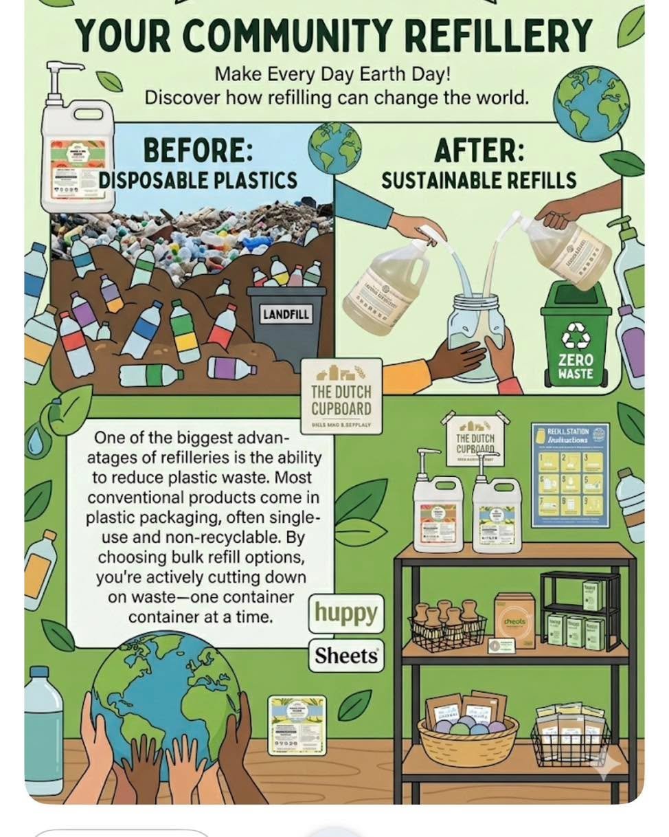 Switching to a refillery is easier than you think. Every small step counts toward a cleaner planet. Start by bringing your containers next time you shop or let us provide your first container. Together, we can reduce waste with wonderful products.
Re