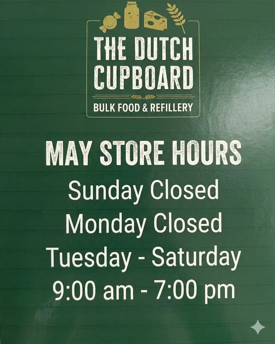 We are changing our hours for the month of May!  Shop today; we will be closed Mondays throughout the month of May