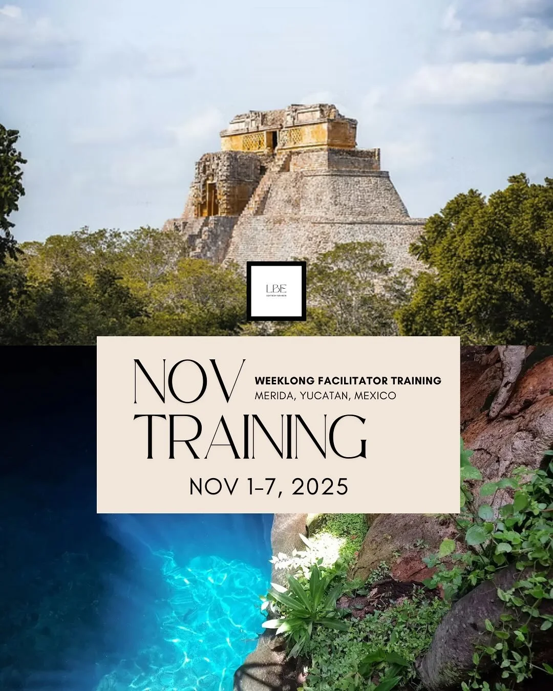 Another beautiful sacred portal for embodiment training has opened ✨

This November 1-7, 2025 in Merida, Yucatan, Mexico.

The Training includes:
7 days accomodation and all meals in the Islands of Merida, Yucatan, Mexico.
7 days In-person training 
