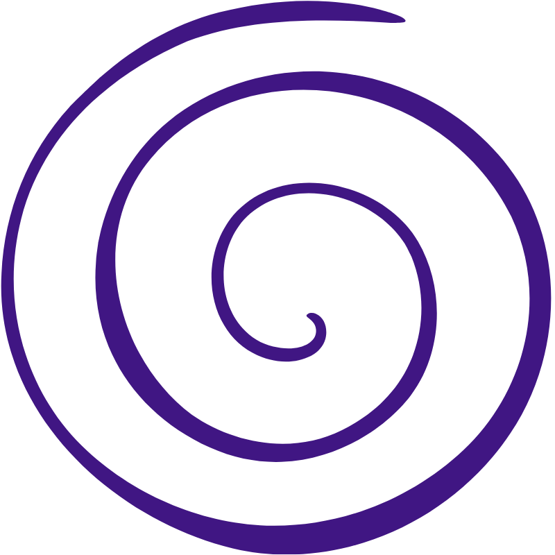 Purple spiral on a black background.