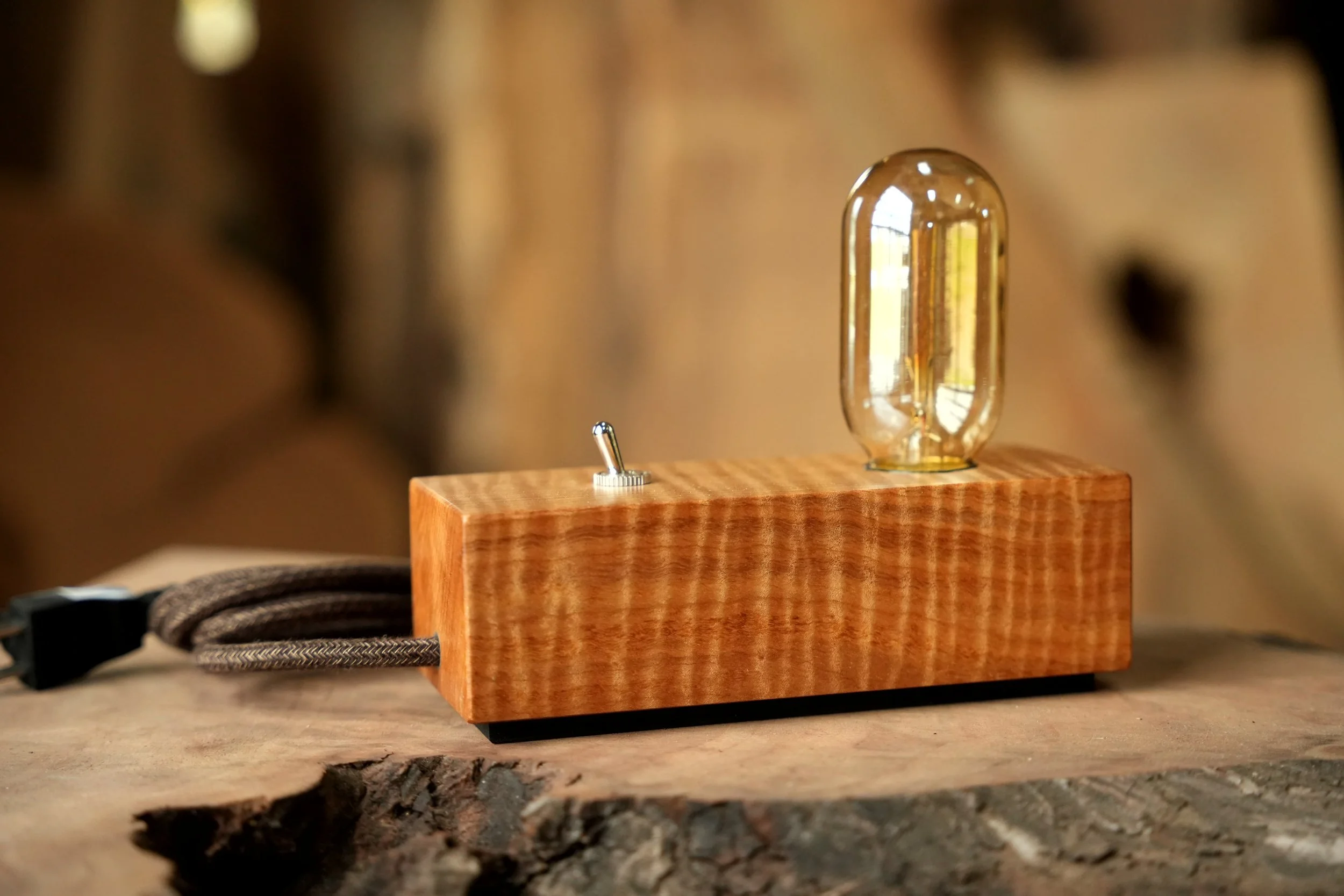 GK Edison Lamp - Fiddleback Maple