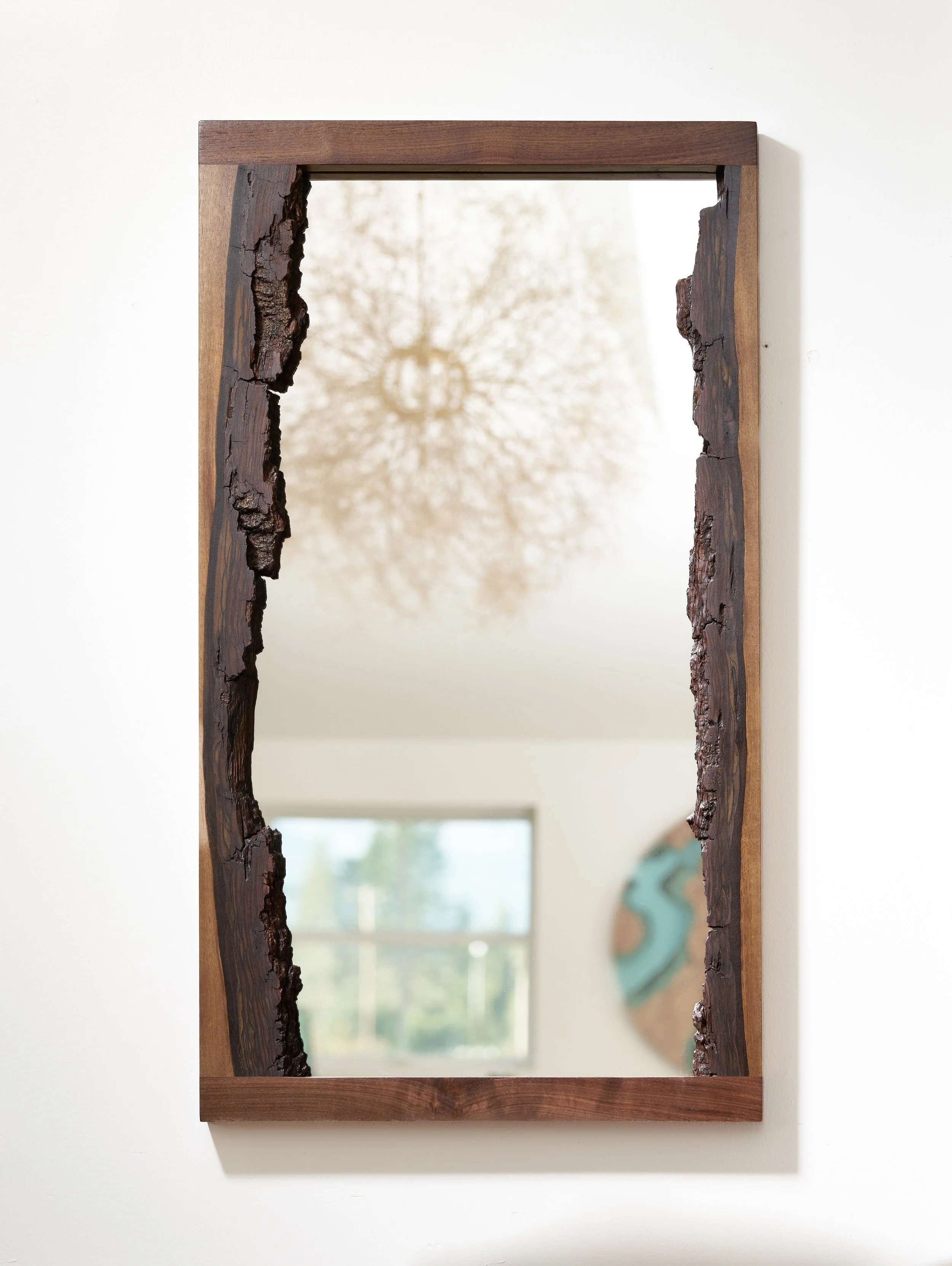 Walnut Bark Edge Mirror