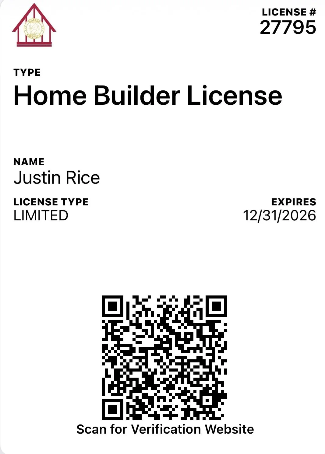 Home Builders License