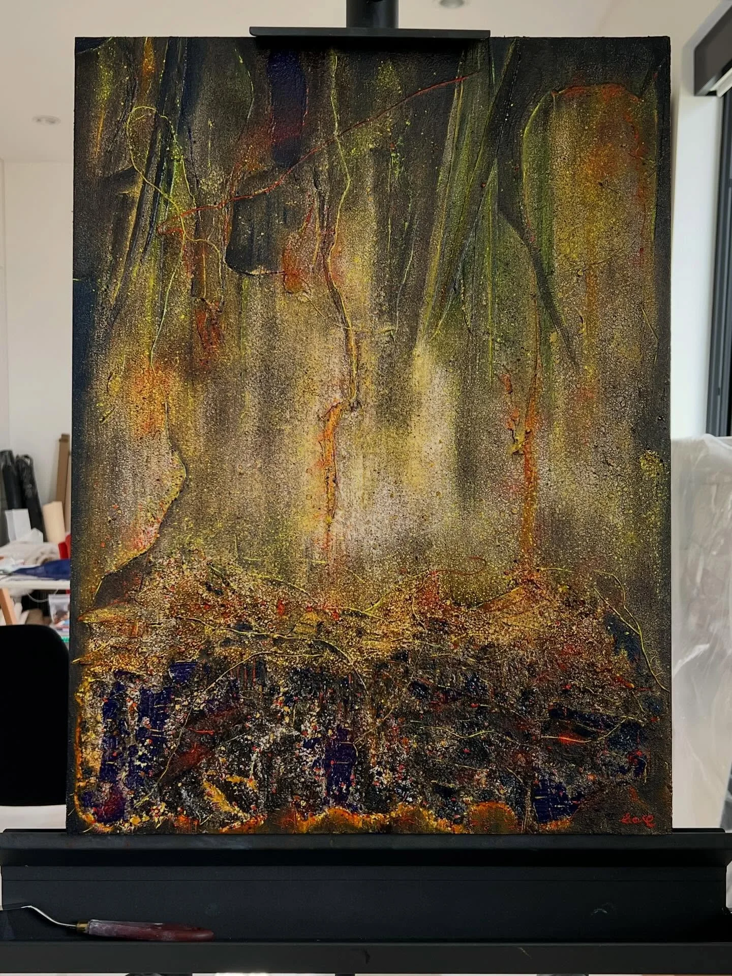 &ldquo; Bennu, He Who Rises in Radiance &ldquo;👩🏻&zwj;🎨✨✨, mixed media oil painting on hardboard, 18&rdquo;x24&rdquo;

#PacificNorthWestartist 
#mixedmediapainting 
#oilpainting 
#mixedmediacollage 
#artiststudiospace