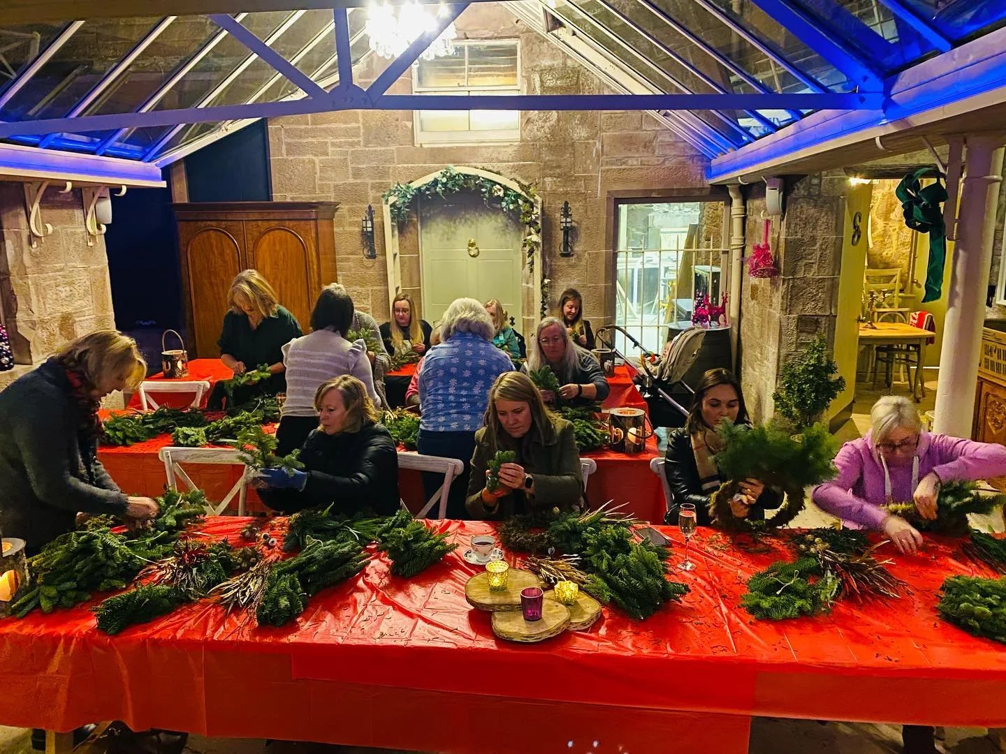 Christmas wreath making workshop at Culdees Castle