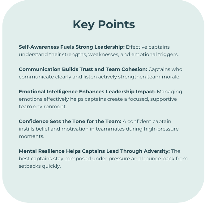 Self-Awareness, Communication, Emotional Intelligence, Confidence, Resilience