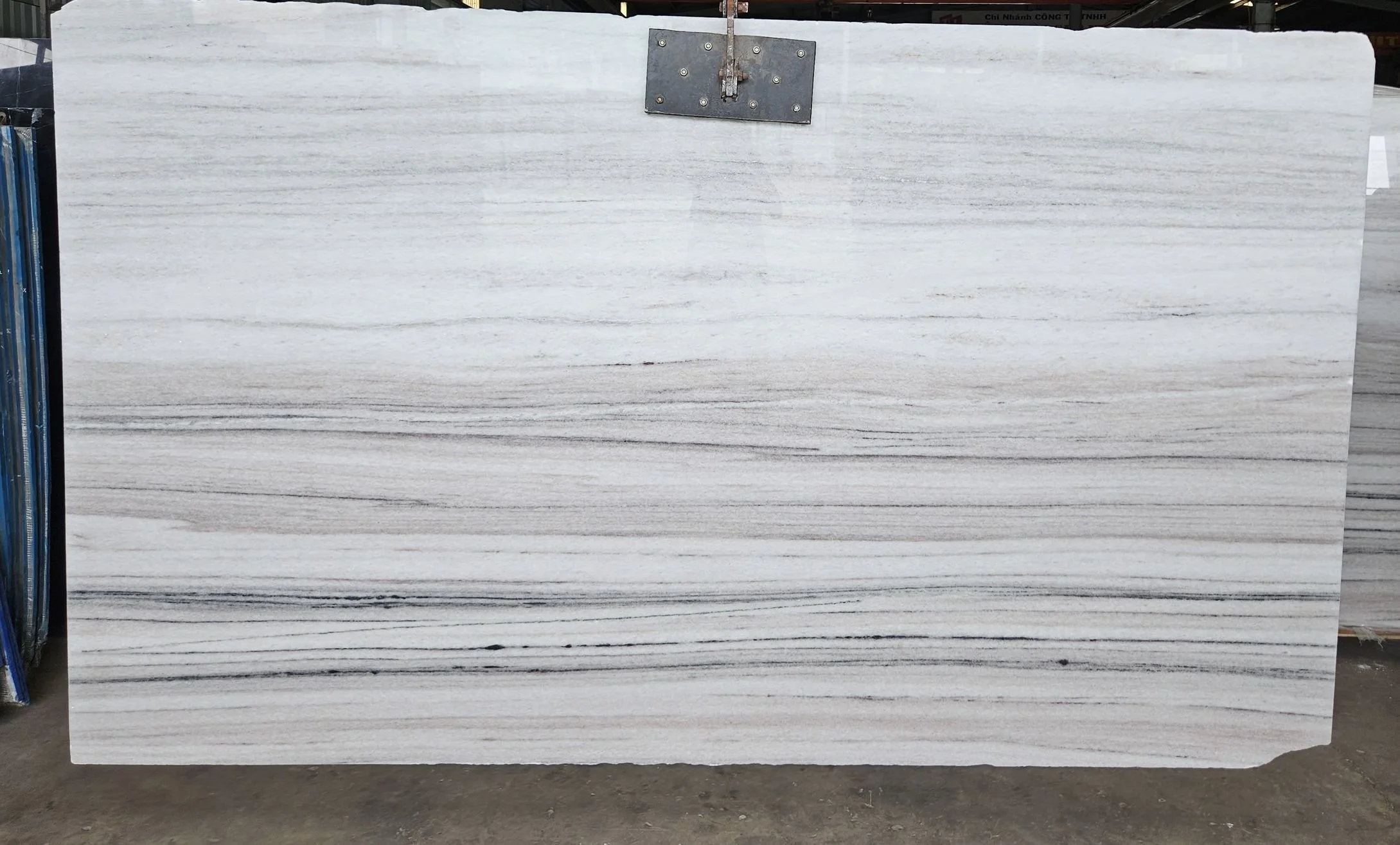 Large slab of white marble with gray veining