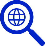 magnifying glass with globe icon inside
