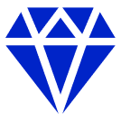 Icon of a blue diamond shape with white facets.