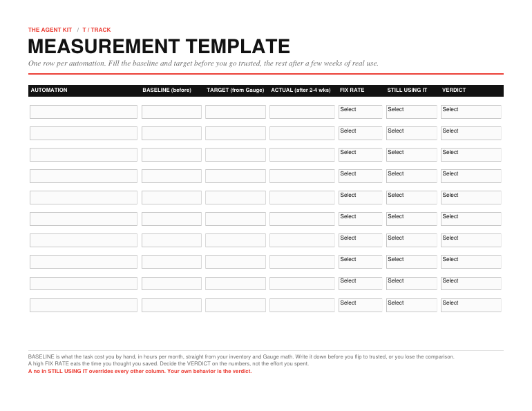 Measurement Template worksheet preview