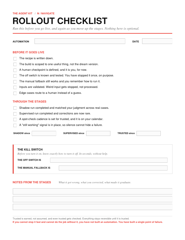 Rollout Checklist worksheet preview