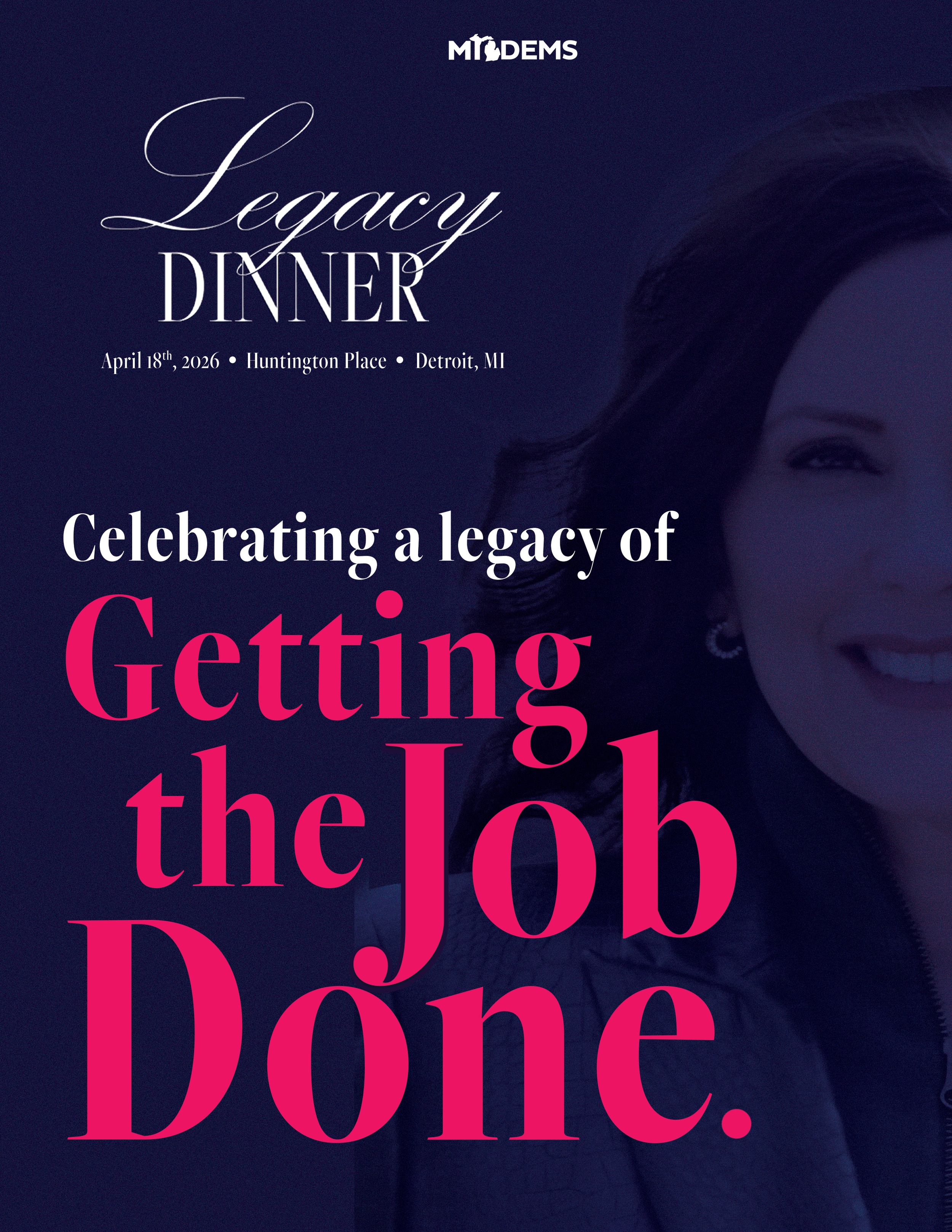 Michigan Democratic Party 2026 Legacy Dinner honoring Governor Gretchen Whitmer with Governor of Kentucky Andy Beshear. All creative efforts carried out by Sarah DeMercurioCreative Director for the Michigan Democratic Party