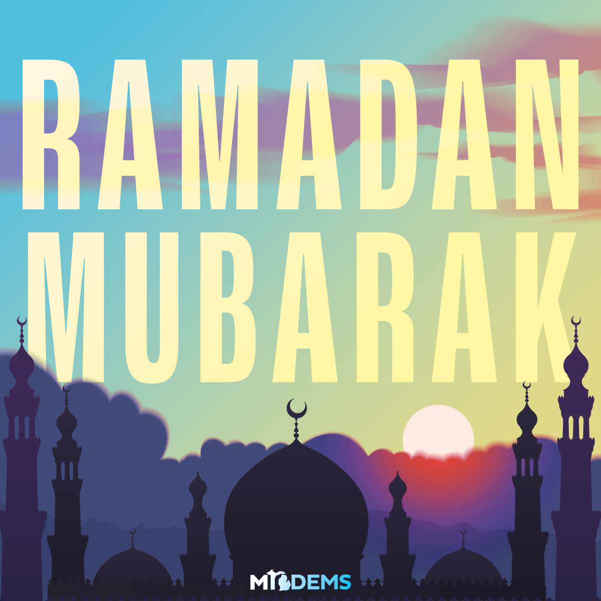 Social media graphics for Ramadan. Sarah DeMercurio is a creative director graphic designer focused on progressive issues and is based in Metro Detroit, Michigan.