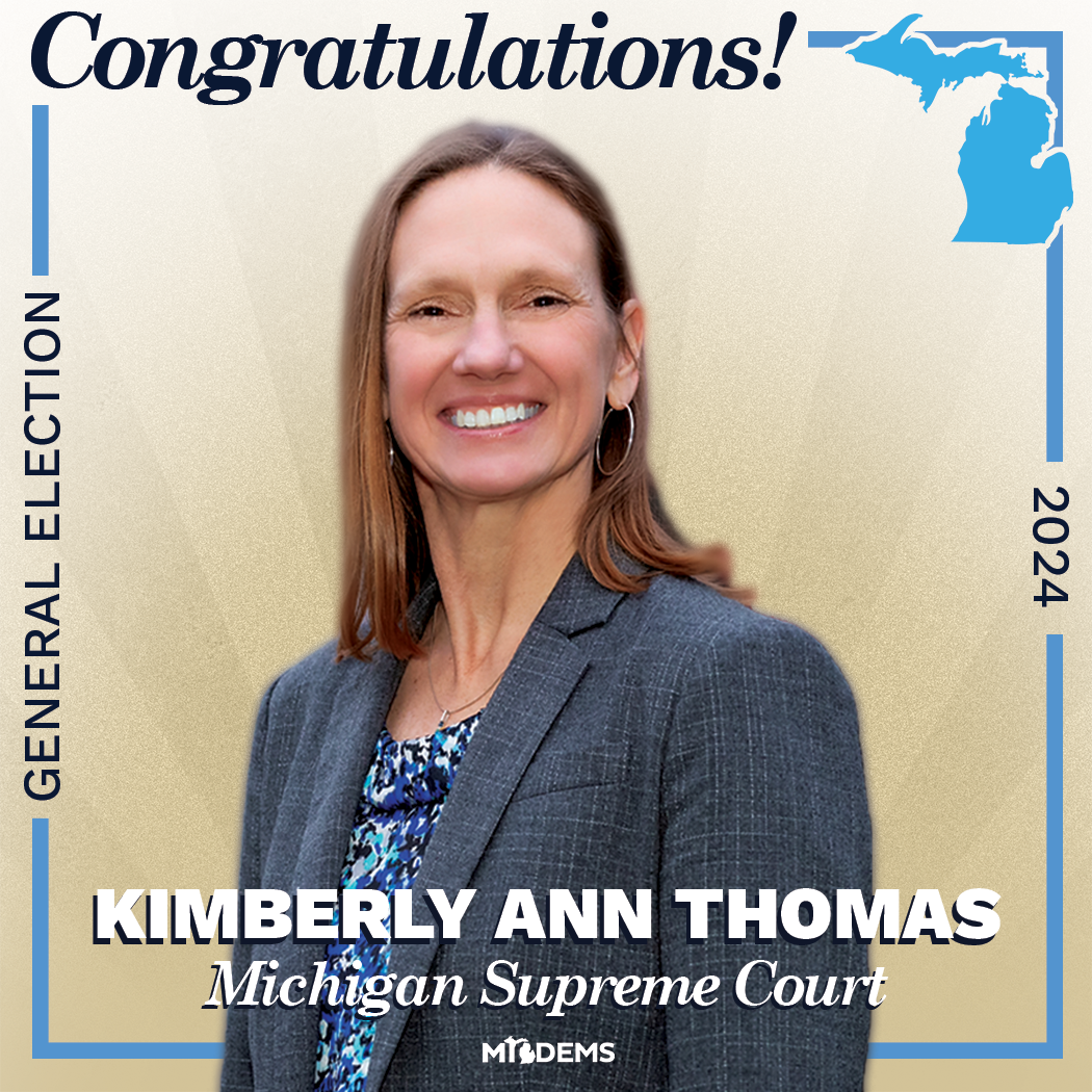 Social media graphics for the Michigan Supreme Court for Kyra Harris Bolden and Kimberly Ann Thomas. Election 2024. Sarah DeMercurio is a creative director graphic designer focused on progressive issues and is based in Metro Detroit, Michigan.