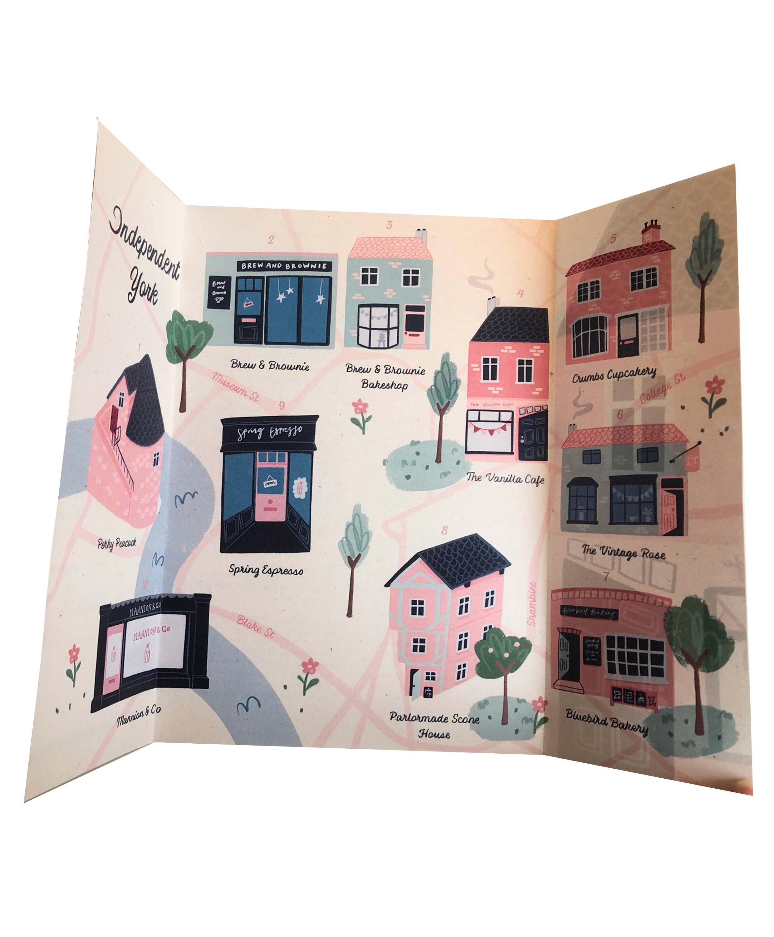 Map; York Cafes and Bakeries