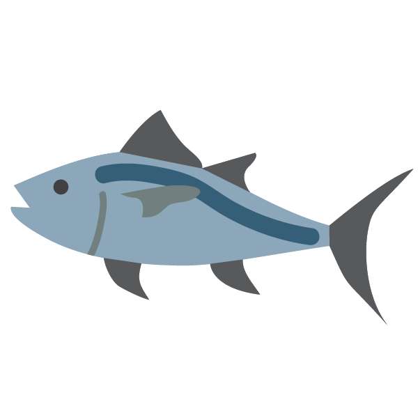Illustrated blue and grey tuna fish
