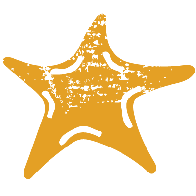 A distressed gold illustration of a sea star