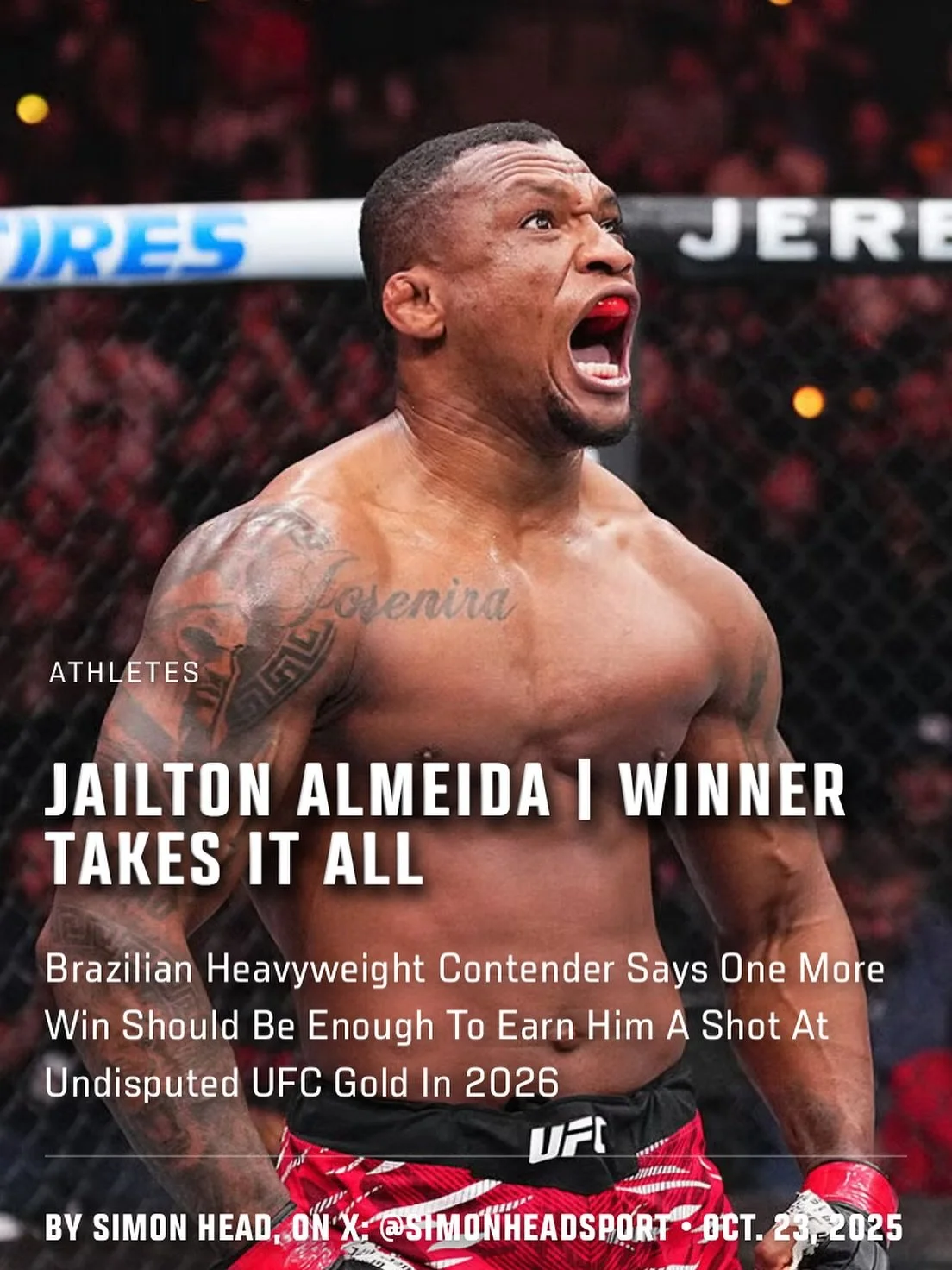 Brazilian heavyweight contender Jailton Almeida says one more win should be enough to earn him a shot at undisputed UFC gold in 2026. Check out my @UFCNews feature on @malhadinho_ufc ahead of his bout at #UFC321 at UFC.com.