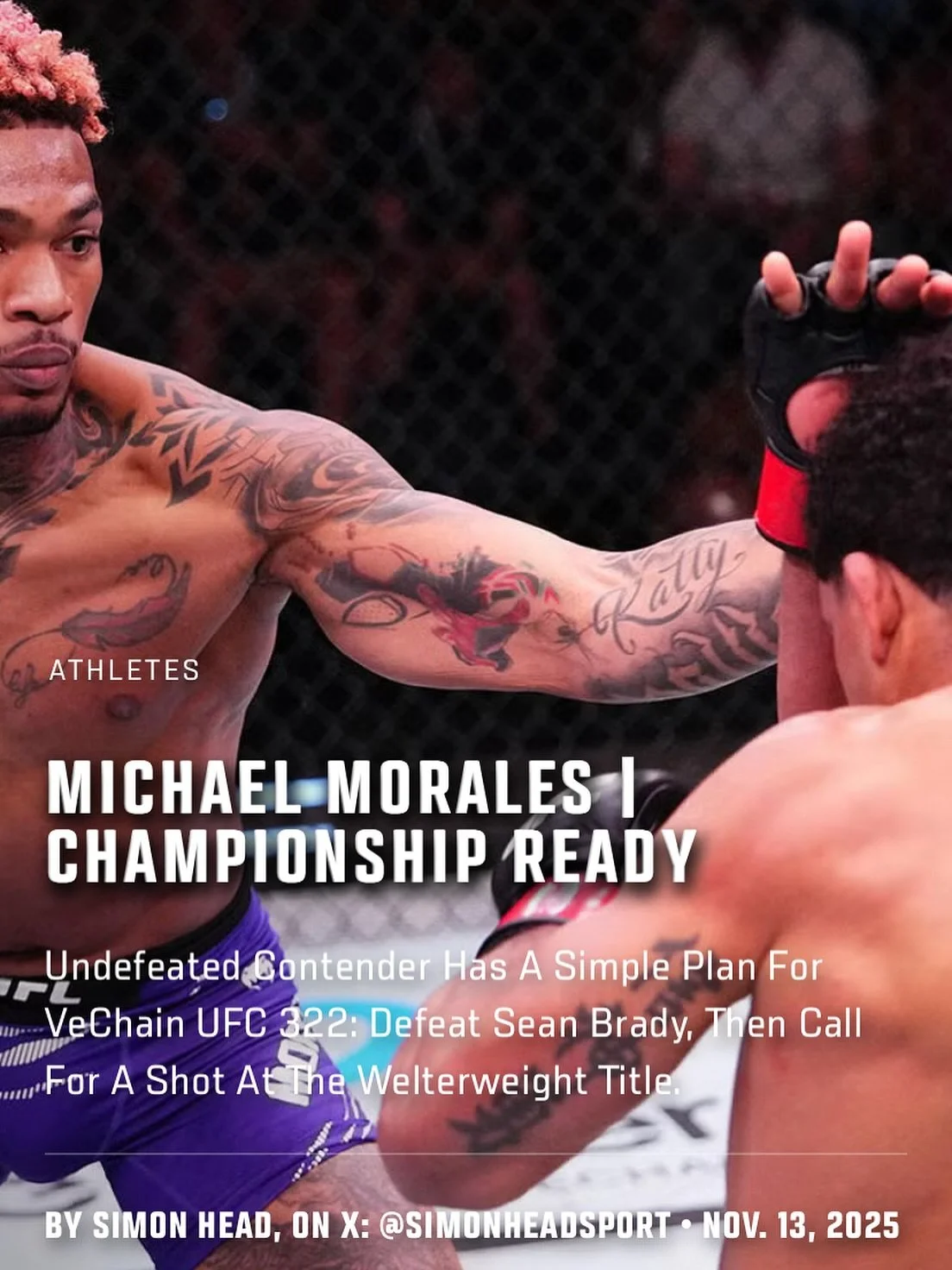 Undefeated contender Michael Morales has a simple plan for #UFC322: Defeat Sean Brady, then call for a shot at the welterweight title. Check out my @UFCNews feature on @miichaelufc at UFC.com.