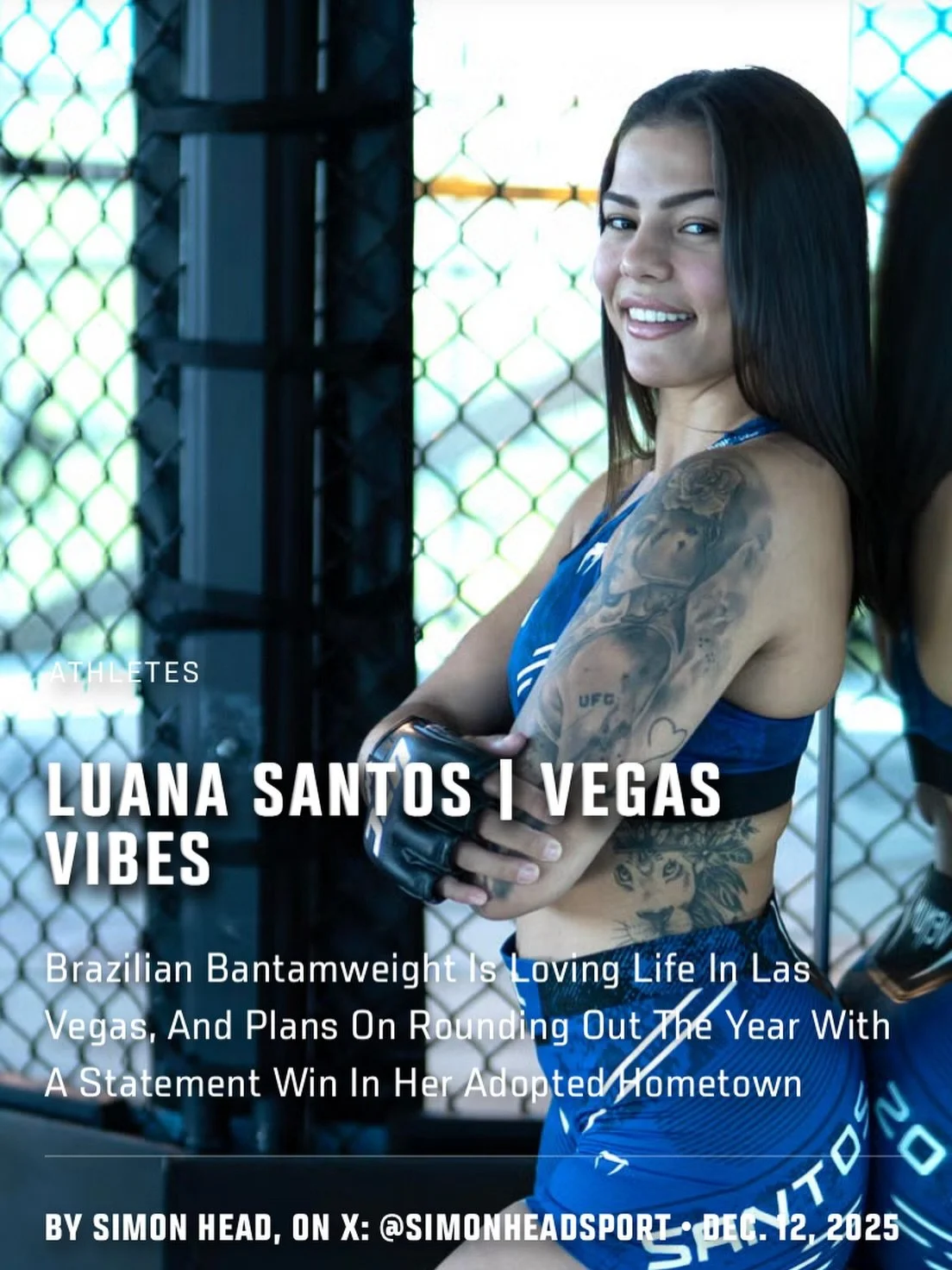 Brazilian bantamweight Luana Santos is loving life in Las Vegas, and plans on rounding out the year with a statement win in her adopted hometown at #UFCVegas112. Check out my @UFCNews feature on @luanasantosmma at UFC.com.