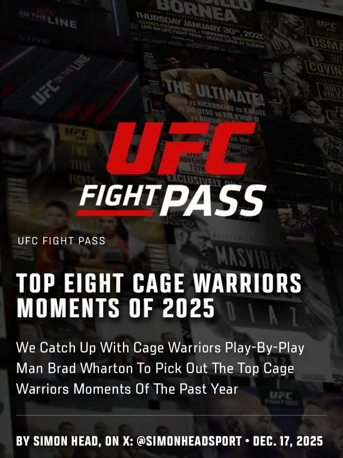 I catch up with @CageWarriors play-by-play man @mmabrad48 to pick out the top Cage Warriors moments of the past year for @UFCNews / @UFCFightPass. Check out the feature now at UFC.com