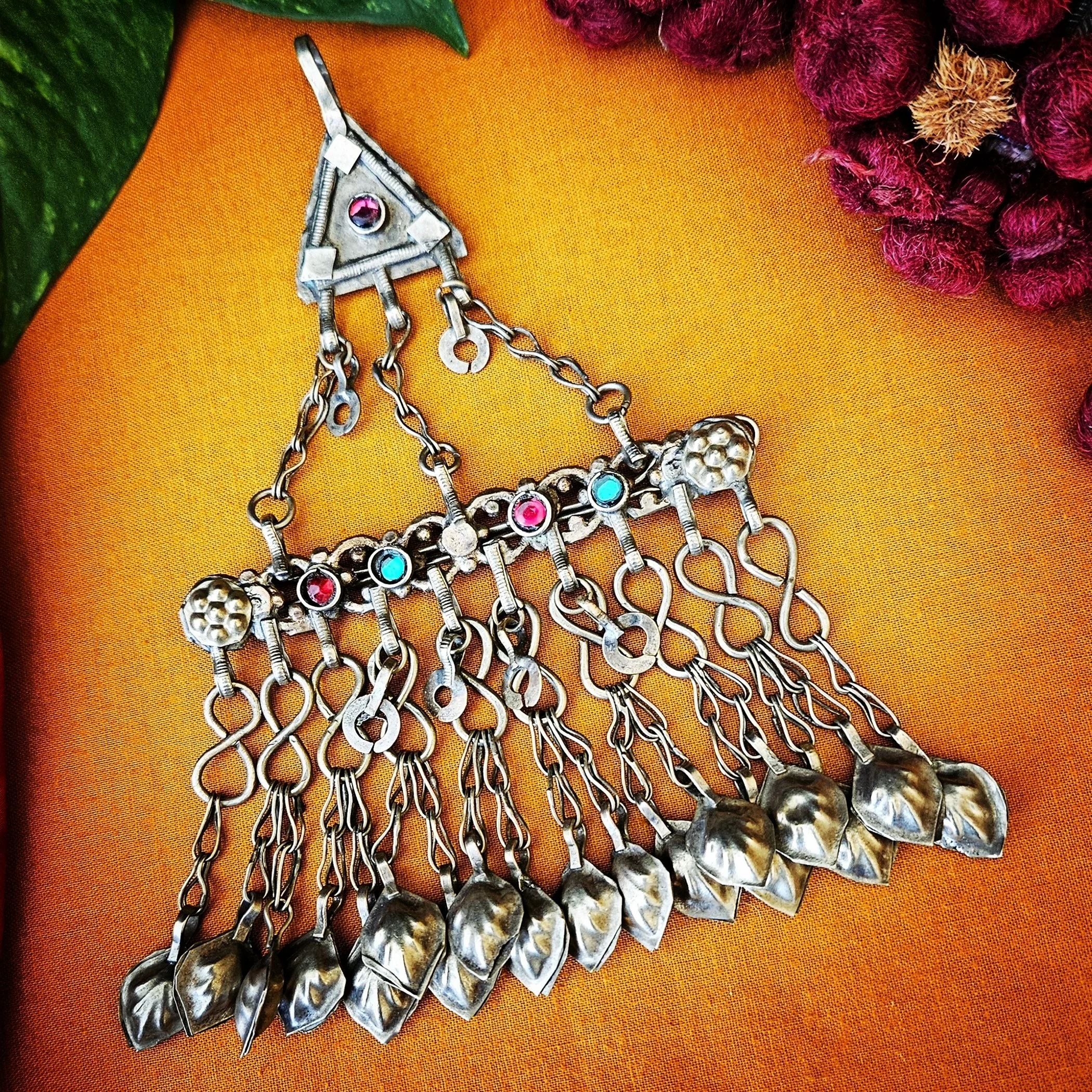 Kuchi Tribal Hair Clip - Vintage Kuchi Barrette - Tribal Pendant for Belly Dance