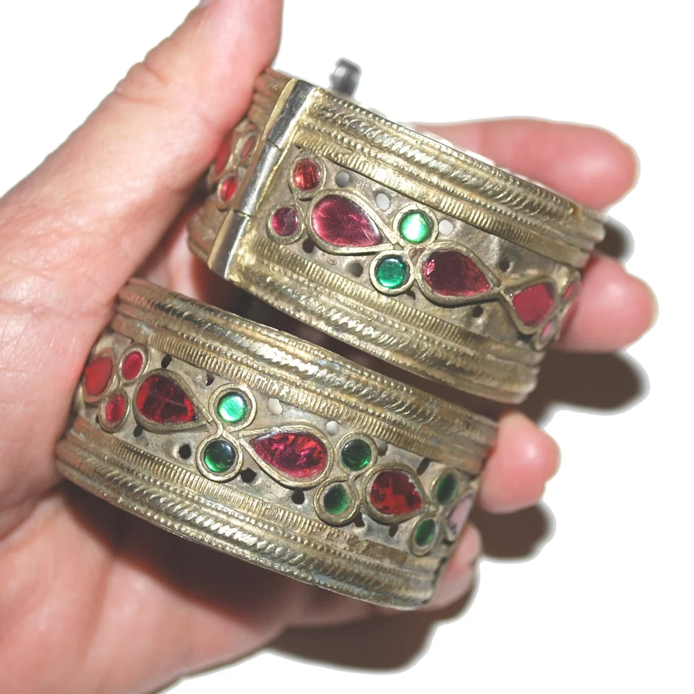 Kuchi Vintage Cuff Bracelet - PAIR - Tribal Kashmiri Jewel Cuffs