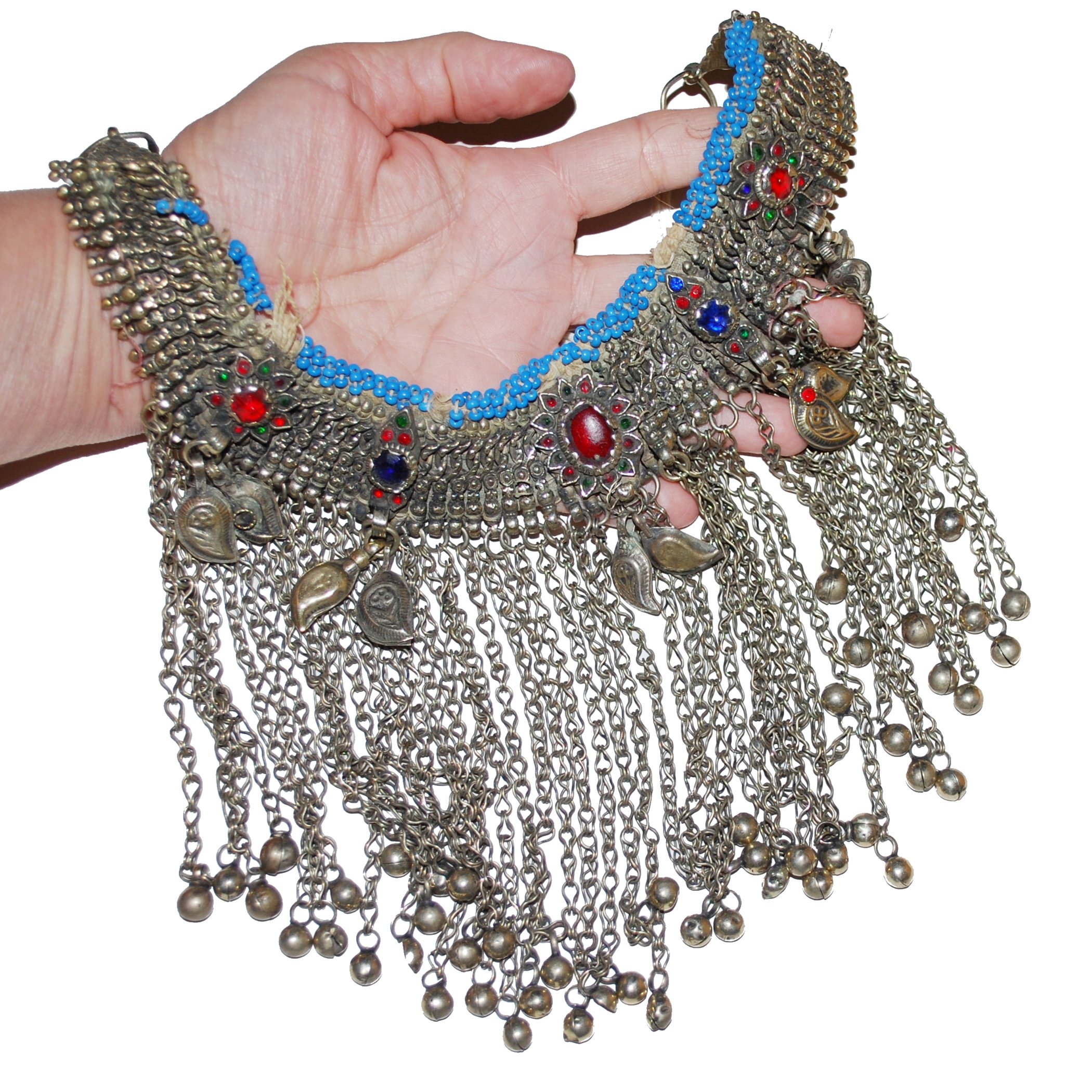 Vintage Waziri Necklace - Tribal Belly Dance Choker - Bells Jewels