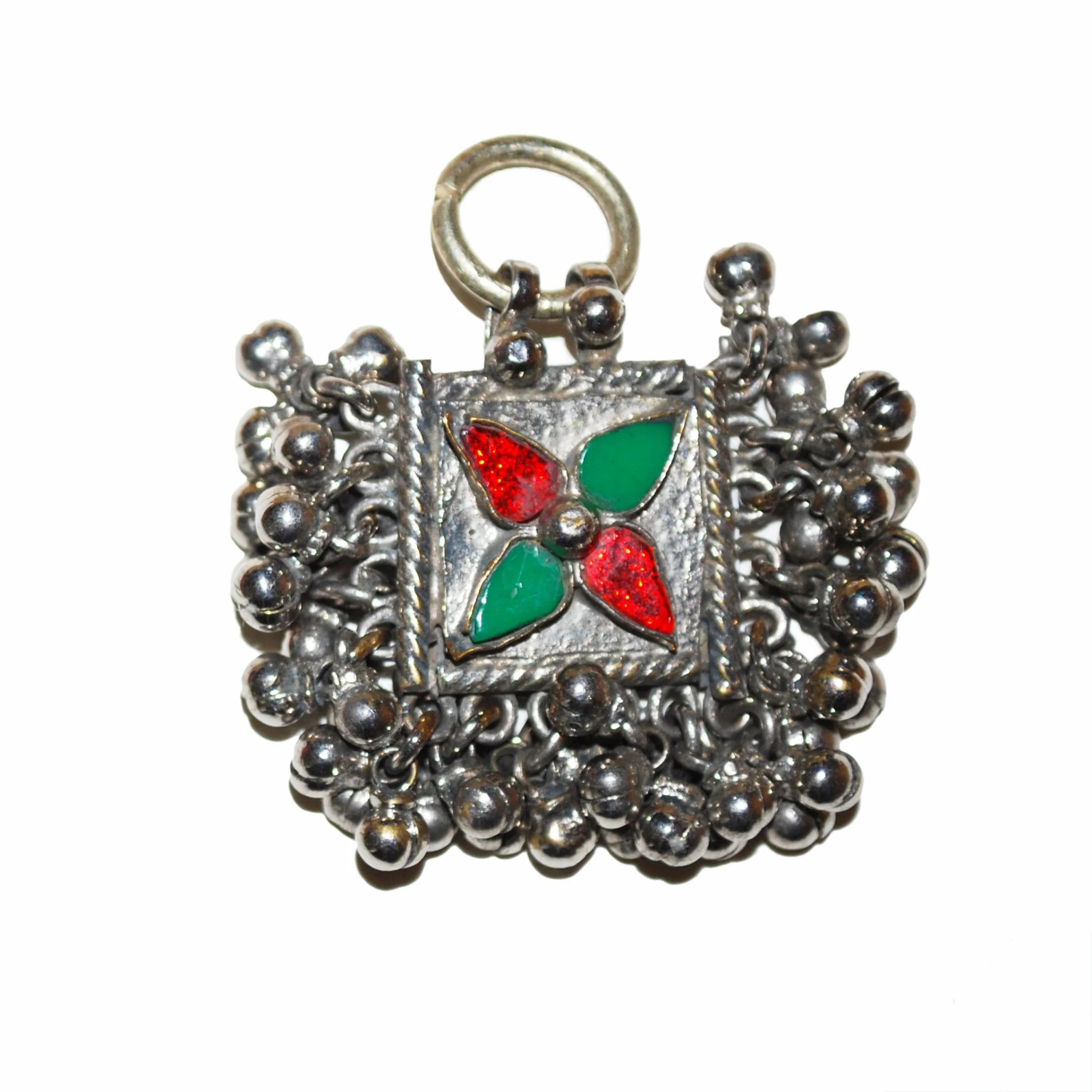 Single Vintage Tikka Kuchi Pendant - Tribal Jewel - Belly Dance Tiny Square