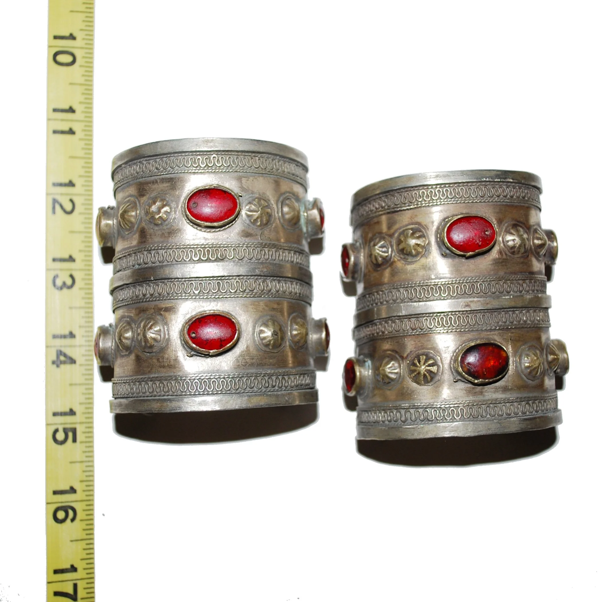 Turkoman Cuff Bracelets PAIR - Turkmen Bilezik Tribal Bracelets - Jeweled Cuffs