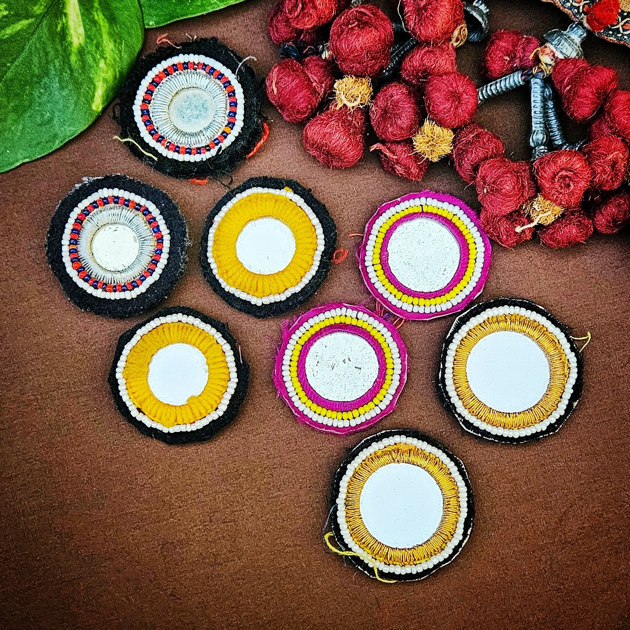 Kuchi Medallions Lot of  8 Pieces / 4 pair -  Vintage Gul i Peron - Round Tikka Medallions