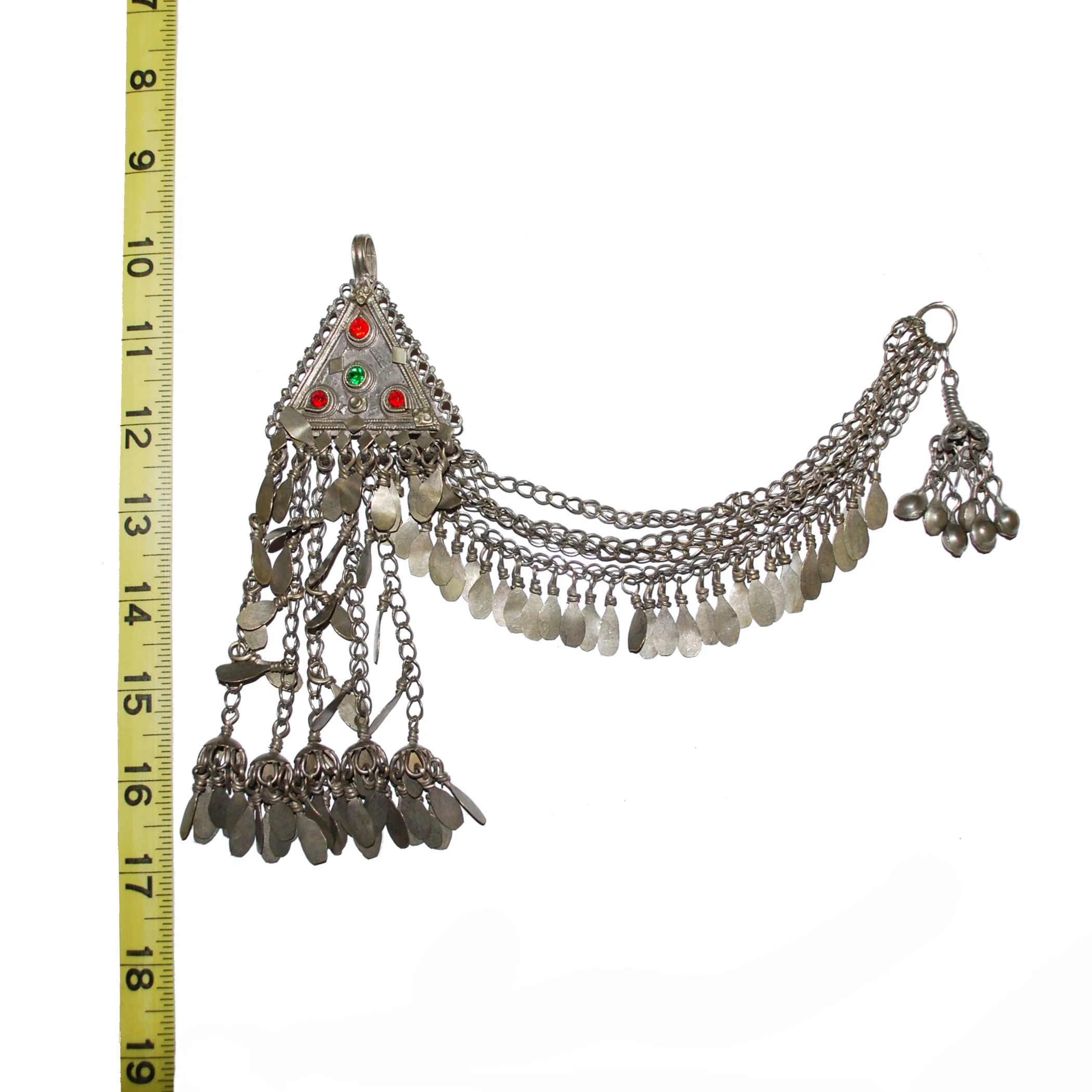 Vintage Kuchi Tribal Pendant for Belly Dance - Drape Pendant with Tassel Dangles
